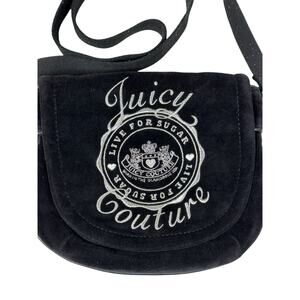 Vintage Juicy Couture Black Live for Sugar Velour Handbag Purse Y2K